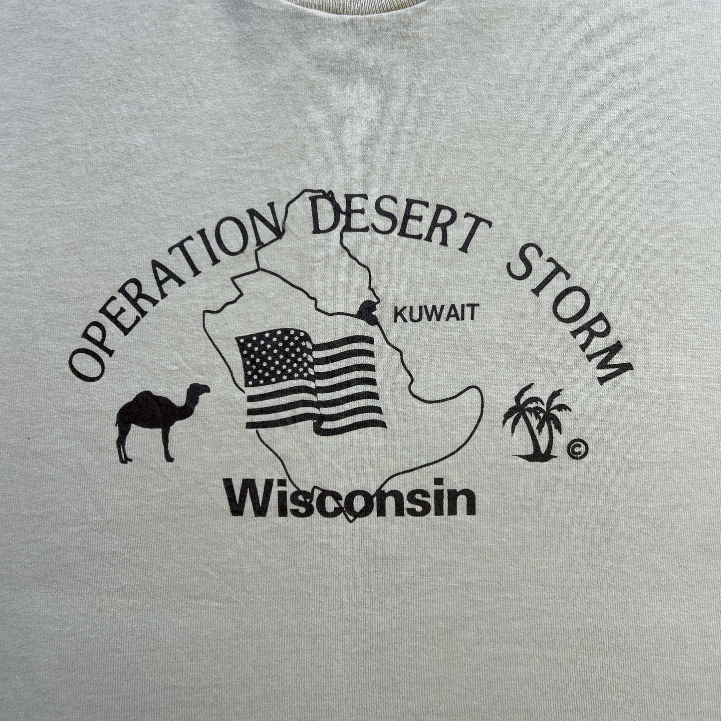 Vintage 90s Operation Desert Storm, America In Kuwait, Wisconsin Graphic Print Military T-shirt