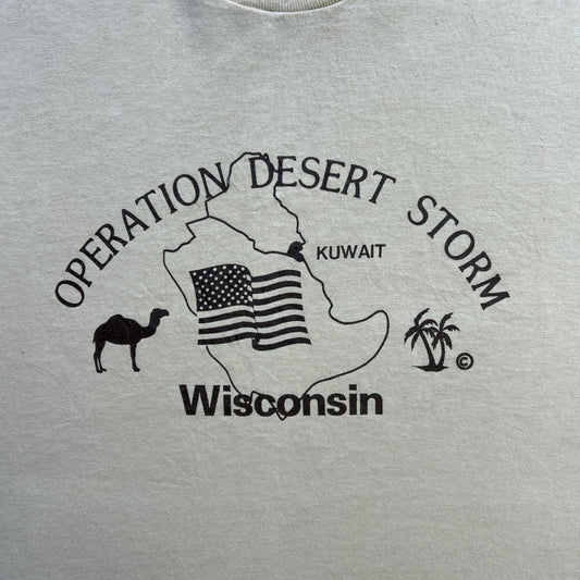 Vintage 90s Operation Desert Storm, America In Kuwait, Wisconsin Graphic Print Military T-shirt