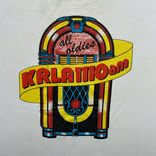 Vintage 80s Radio Station KRLA 1110 AM All Oldies Promotional Music T-Shirt.
