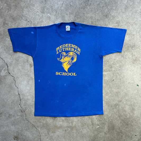 Vintage 80s USA Redeemer Lutheran School Uniform, Mountain Goat Graphic Print 1987 T-shirt