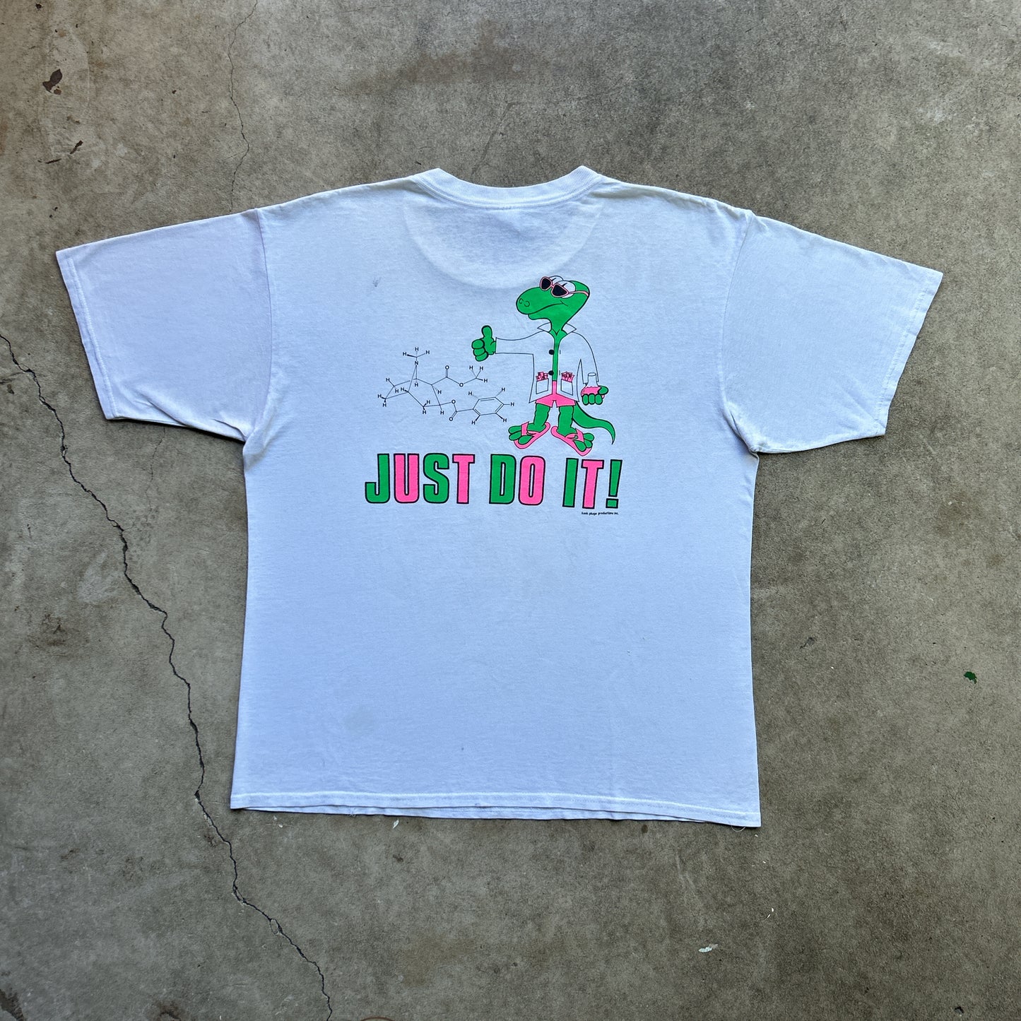 Vintage 90s Dinosaur Scientist "Just Do It" South American Chemistry T-shirt
