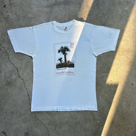Vintage 80s Stamp South Carolina, May 23, 1788 USA America Postal Service T-shirt