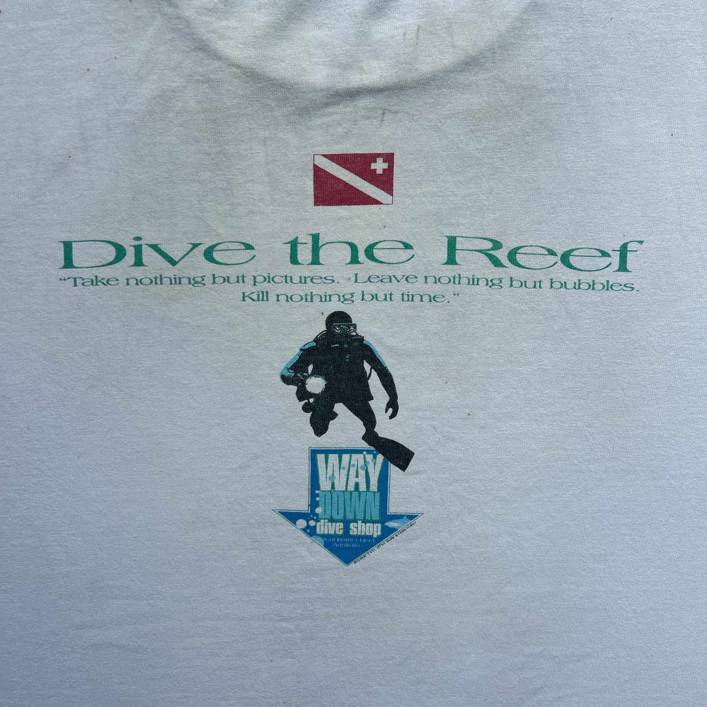 Vintage 90s Australian Diving, Way Down Dive Shop, Great Barrier Reef Australia T-shirt
