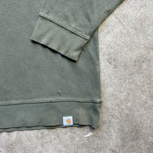 Vintage 2000s Khaki Green Carhartt Quater Zip Jumper