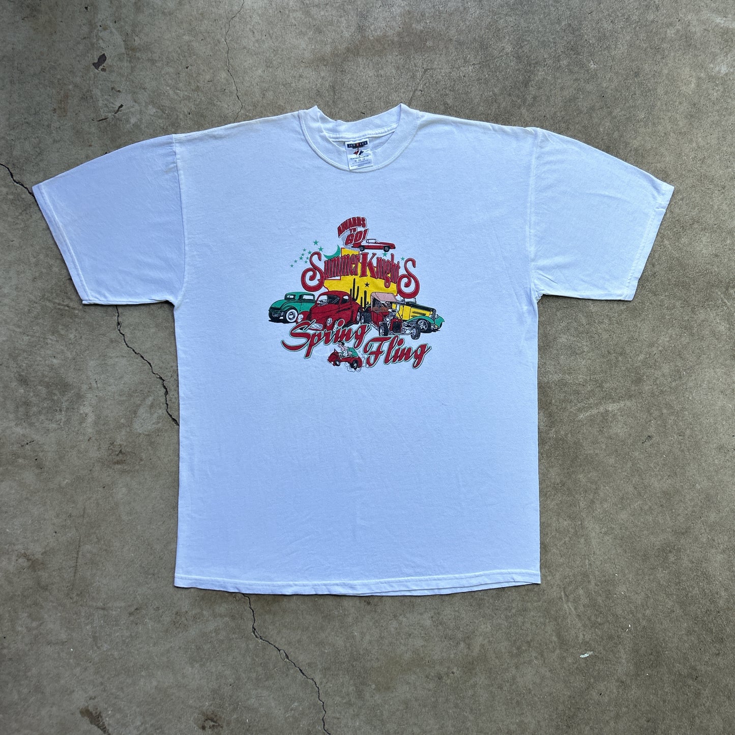 Vintage 90s Summer Knights Spring Fling Hot Rod Cars T-shirt