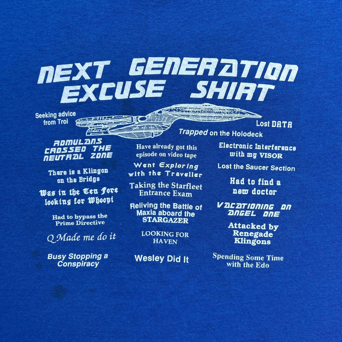Vintage 80s Star Trek Next Generation Excuse Shirt T-shirt