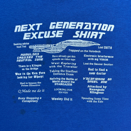 Vintage 80s Star Trek Next Generation Excuse Shirt T-shirt