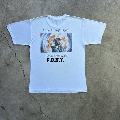 Vintage 2000s F.D.N.Y New York USA “In the arms of angles, ‘till we meet again’” T-shirt