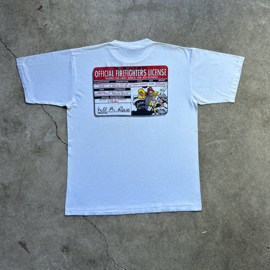 Vintage 90s X-Rated Officially Licensed Firefighters License Stripper T-shirt