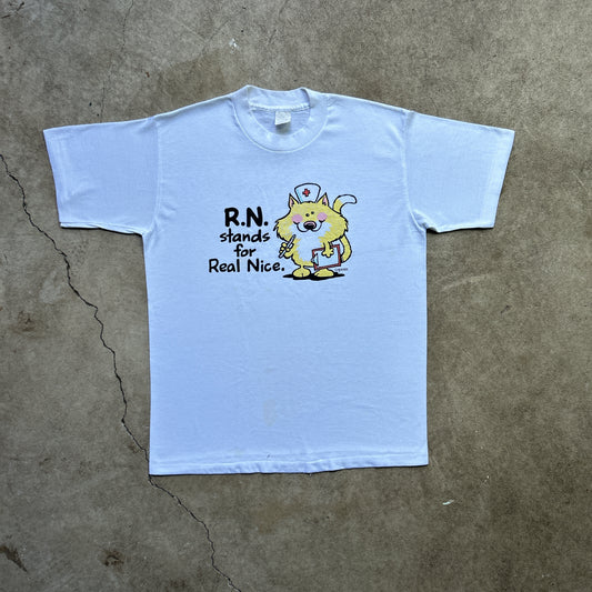 Vintage 90s Registered Nurse, R.N Stands For Real Nice Cartoon Cat T-shirt