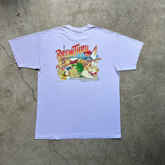 Vintage 90s Brew Thru Drive thru Beverage Store 1991 T-Shirt.