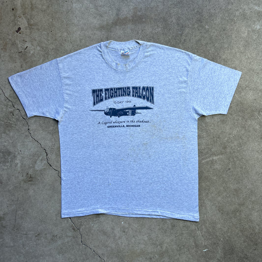 Vintage 90s The Fighting Falcon, "D-Day 1944" Greenville, Michigan T-shirt