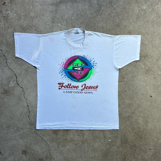 Vintage 90s "Get A Life" Follow Jesus, Camp Good News T-shirt