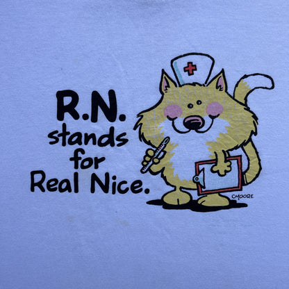 Vintage 90s Registered Nurse, R.N Stands For Real Nice Cartoon Cat T-shirt