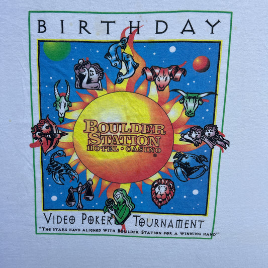 Vintage 90s Boulder Station Hotel & Casino, Birthday Video Poker Tournament T-shirt