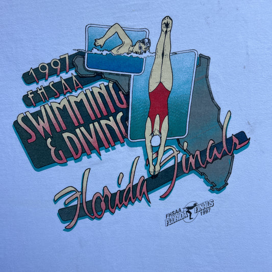 Vintage 90s FHSAA Swimming & Diving, Florida, America Finals 1997 T-shirt